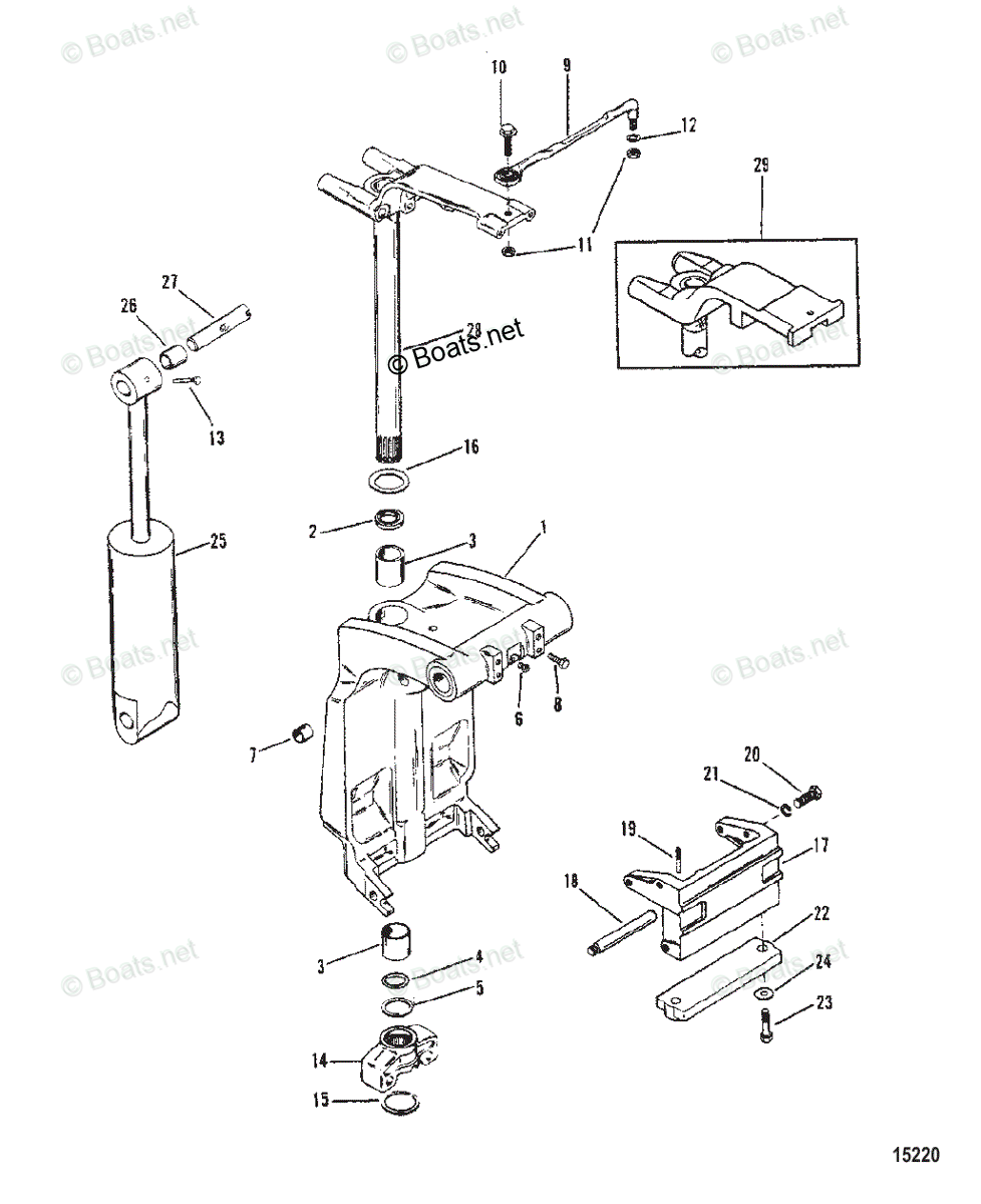 Mercury Outboard Hp Oem Parts Diagram For Swivel Bracket And Steering