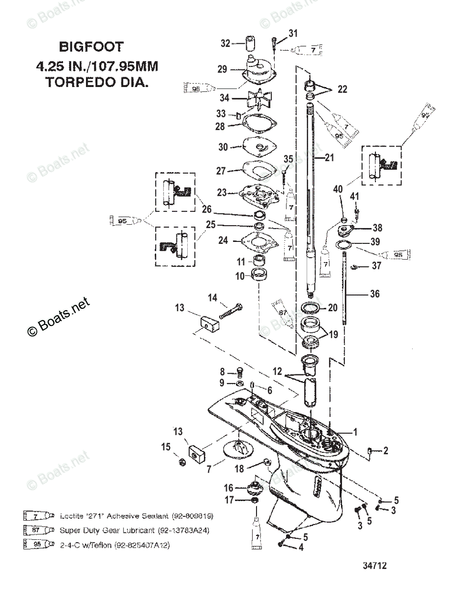 Mercury Outboard 40HP OEM Parts Diagram For Gearhousing Driveshaft 2