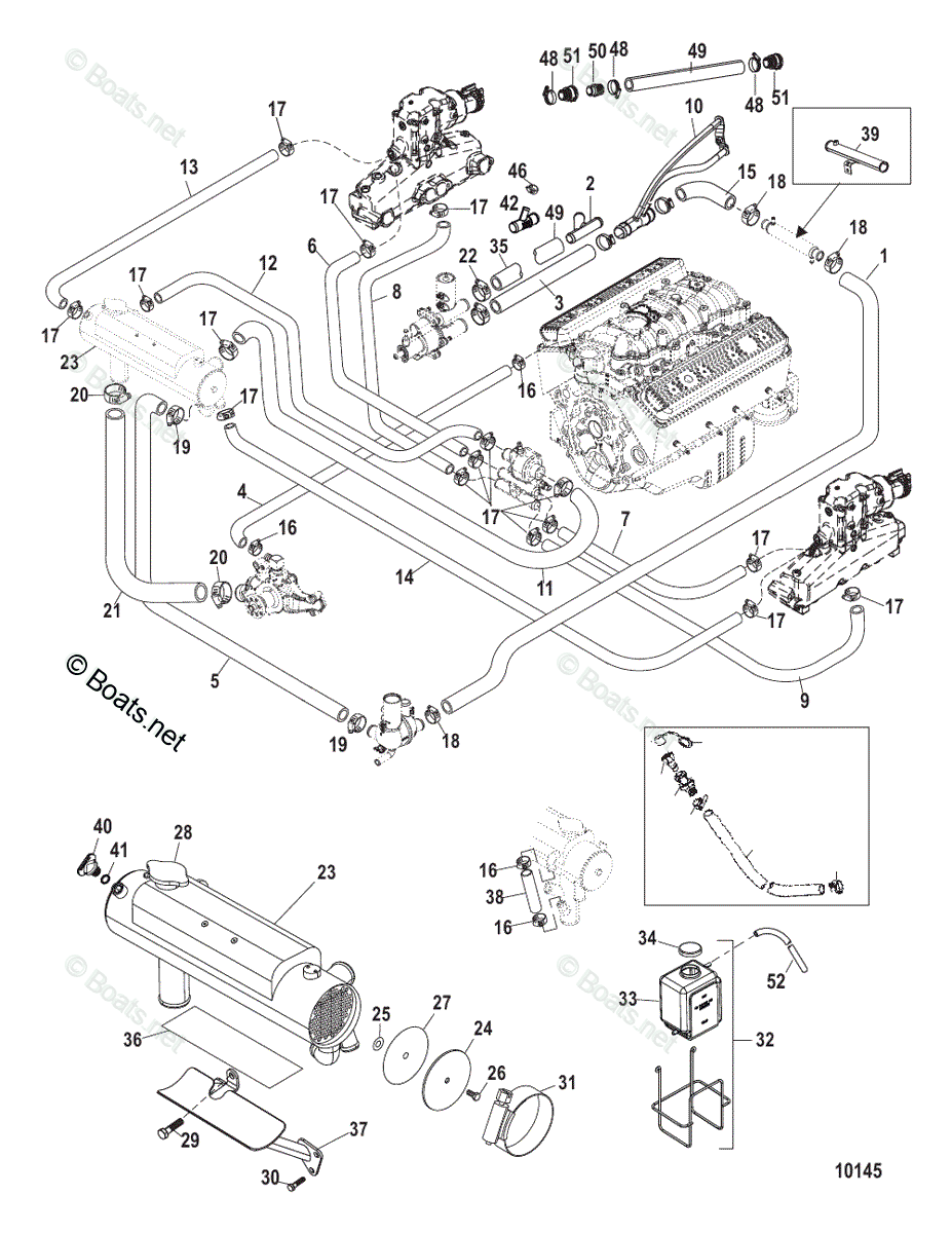 Mercruiser Sterndrive Gas Engines OEM Parts Diagram For Closed Cooling