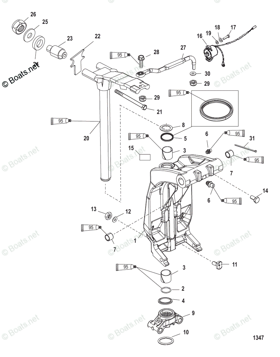 Mercury Outboard Hp Oem Parts Diagram For Swivel Bracket And