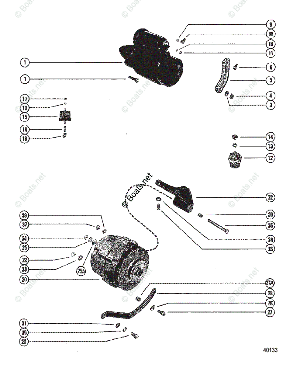 Mercruiser Sterndrive Gas Engines OEM Parts Diagram For STARTER MOTOR