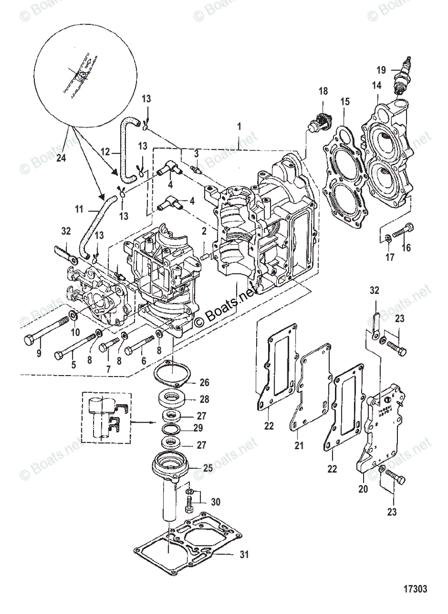 Mercury Outboard Hp Oem Parts Diagram For Cylinder Block Boats Net