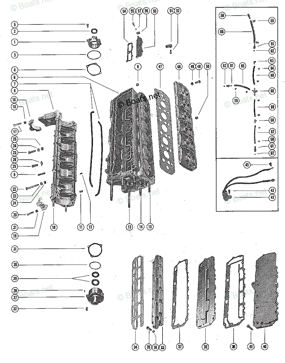 Mercury Outboard Hp Oem Parts Diagram For Cylinder Block And