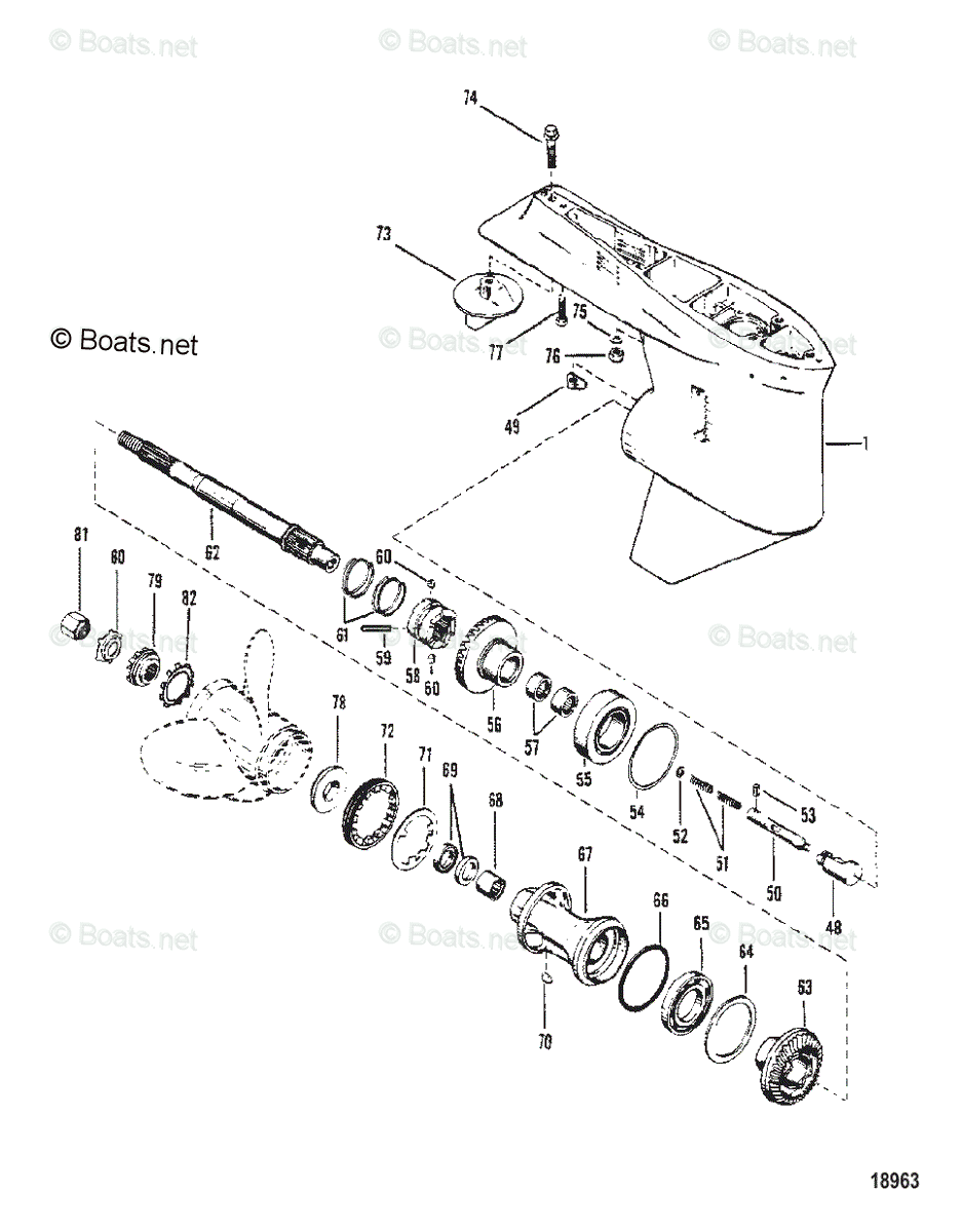 Mercury Outboard 200HP OEM Parts Diagram For Gear Housing Propeller