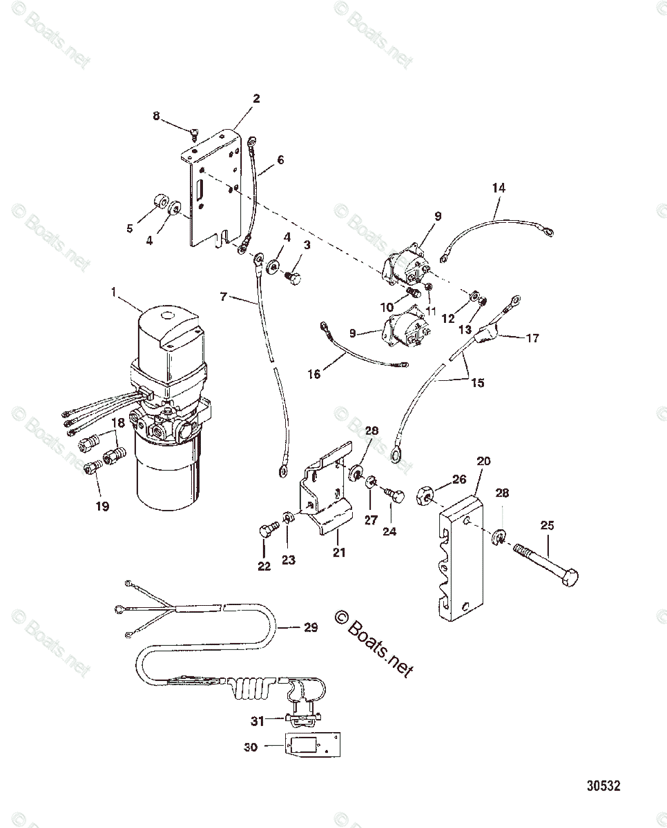 Mercury Outboard Hp Oem Parts Diagram For Hydraulic Trim Pump Kit