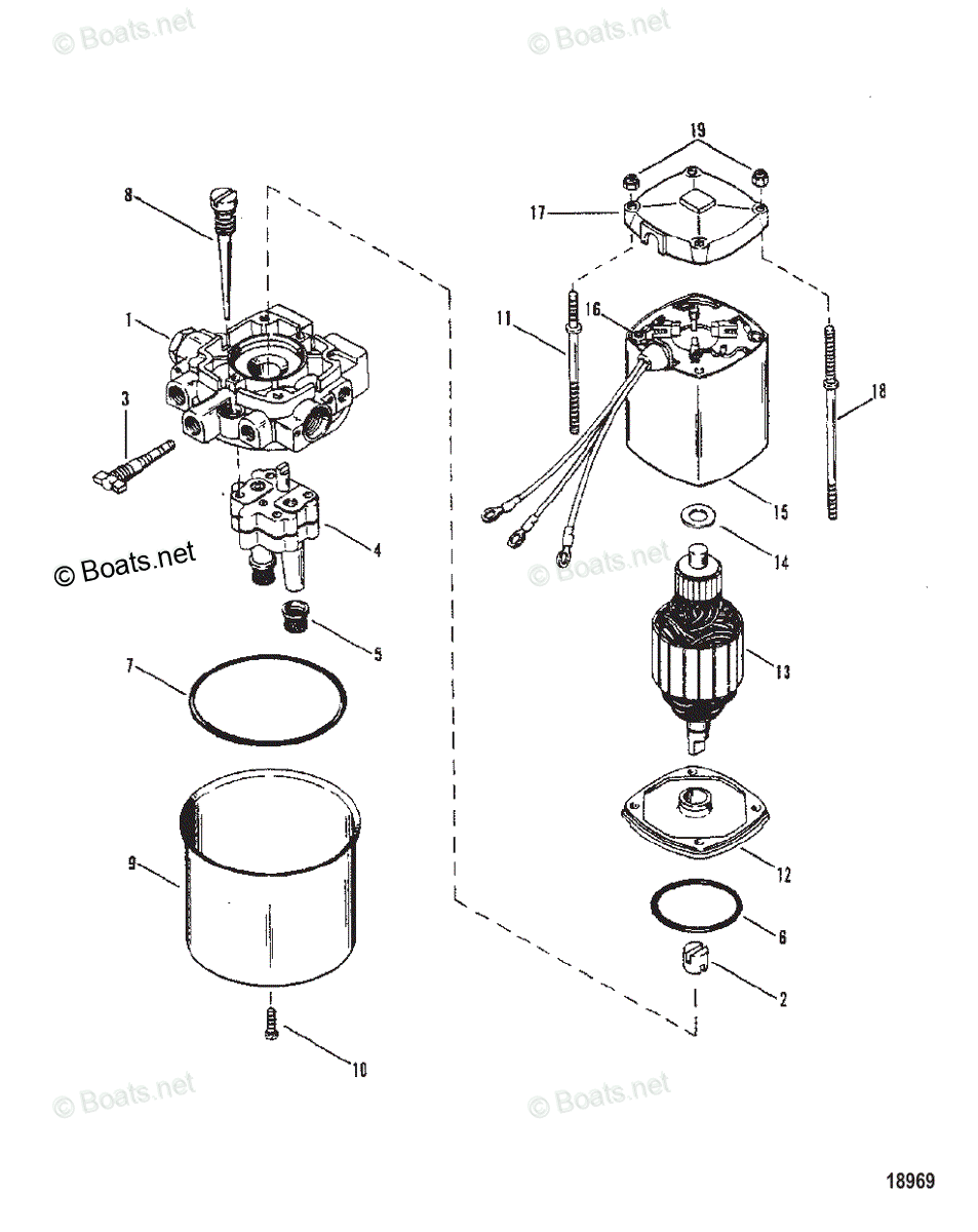 Mercury Outboard Hp Oem Parts Diagram For Hydraulic Pump S N