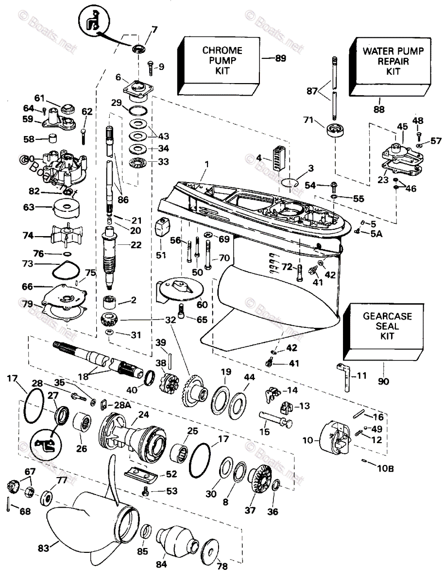 Johnson Outboard 1996 OEM Parts Diagram For Gearcase Standard