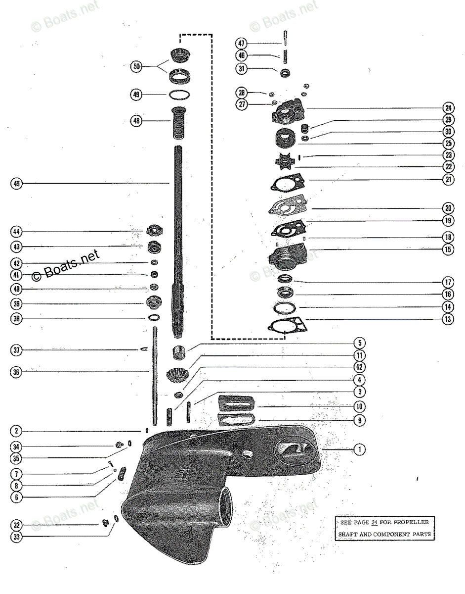 Mercury Outboard Hp Oem Parts Diagram For Gear Housing Assembly