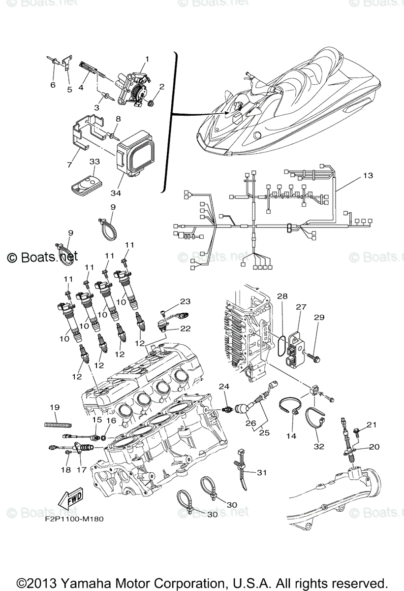 Yamaha Waverunner Parts 2013 OEM Parts Diagram for Electrical 2 | Boats.net