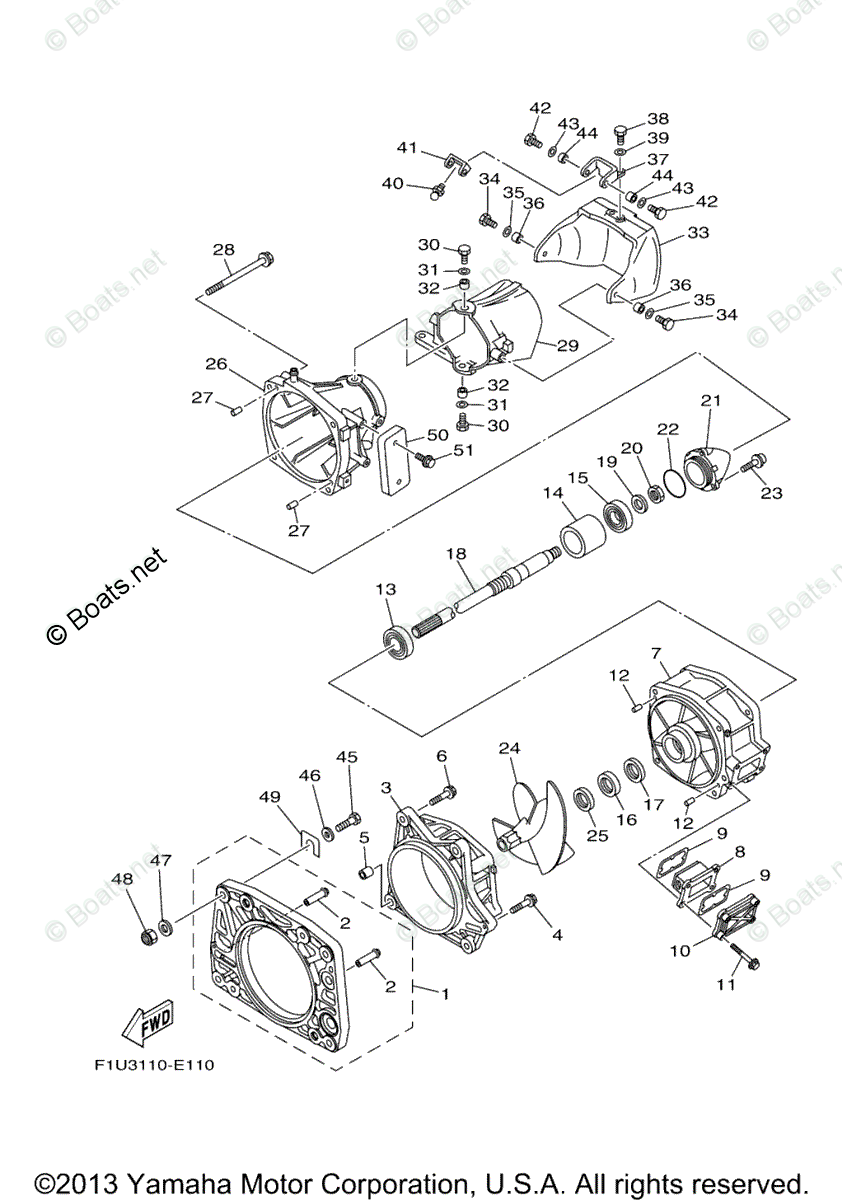 Yamaha Boats 2009 OEM Parts Diagram for Jet Unit 1 | Boats.net