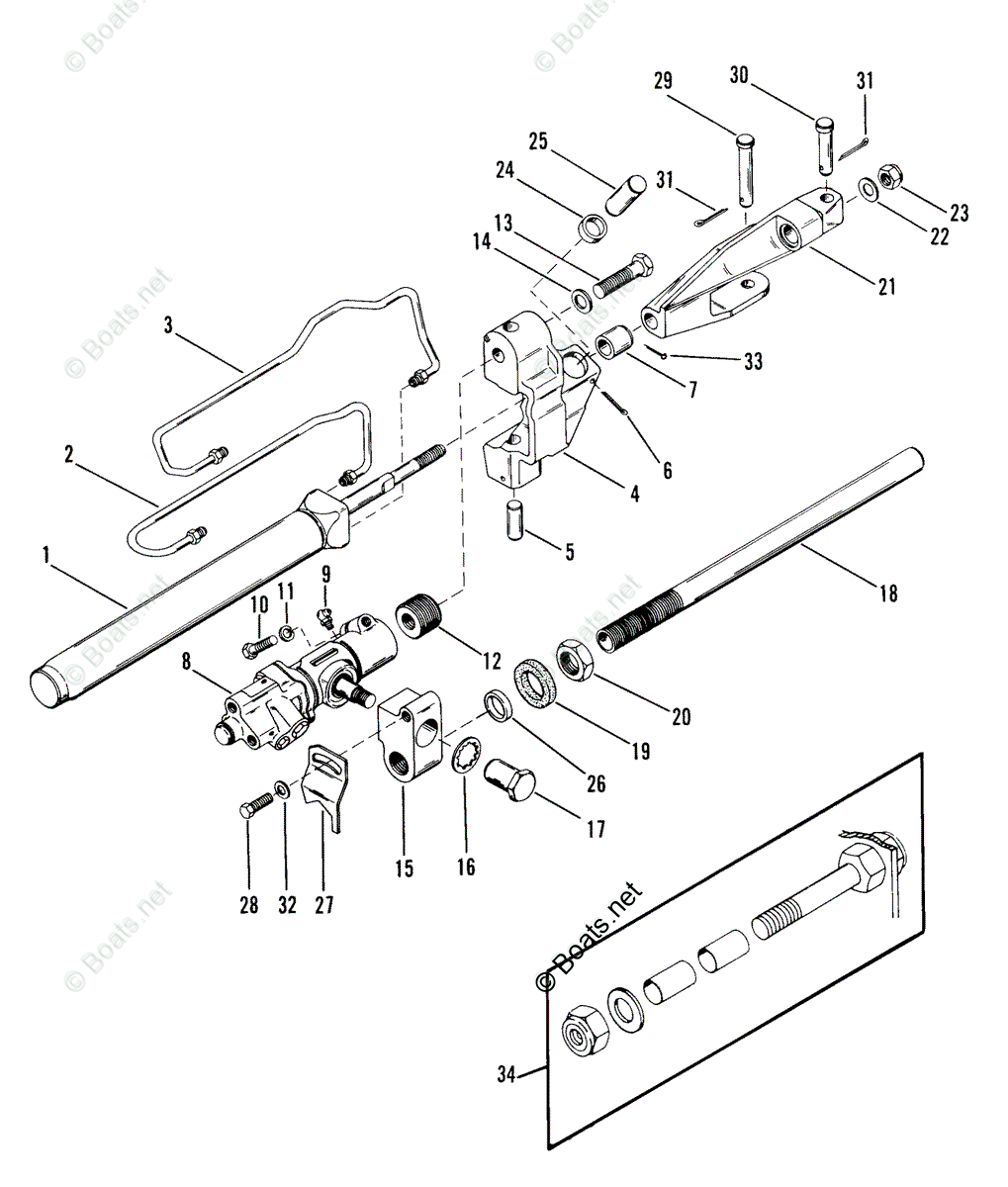 Mercury Marine Mercruiser Power Steering Cylinder Kit 89645A15 8M0063381