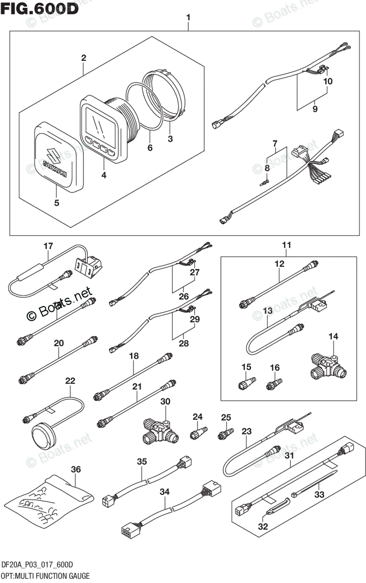 Suzuki Outboard Parts By Year 2017 Oem Parts Diagram For Opt Multi Function Gauge Df20at P03 Boats Net