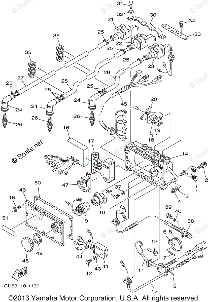 Yamaha Waverunner 2001 OEM Parts Diagram for Electrical - 1 | Boats.net