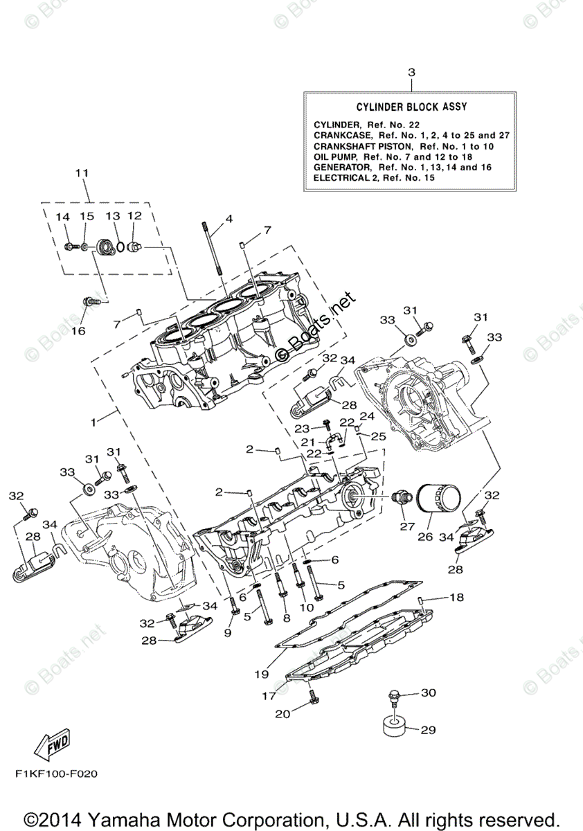 Yamaha Waverunner Parts 2007 OEM Parts Diagram for Crankcase | Boats.net