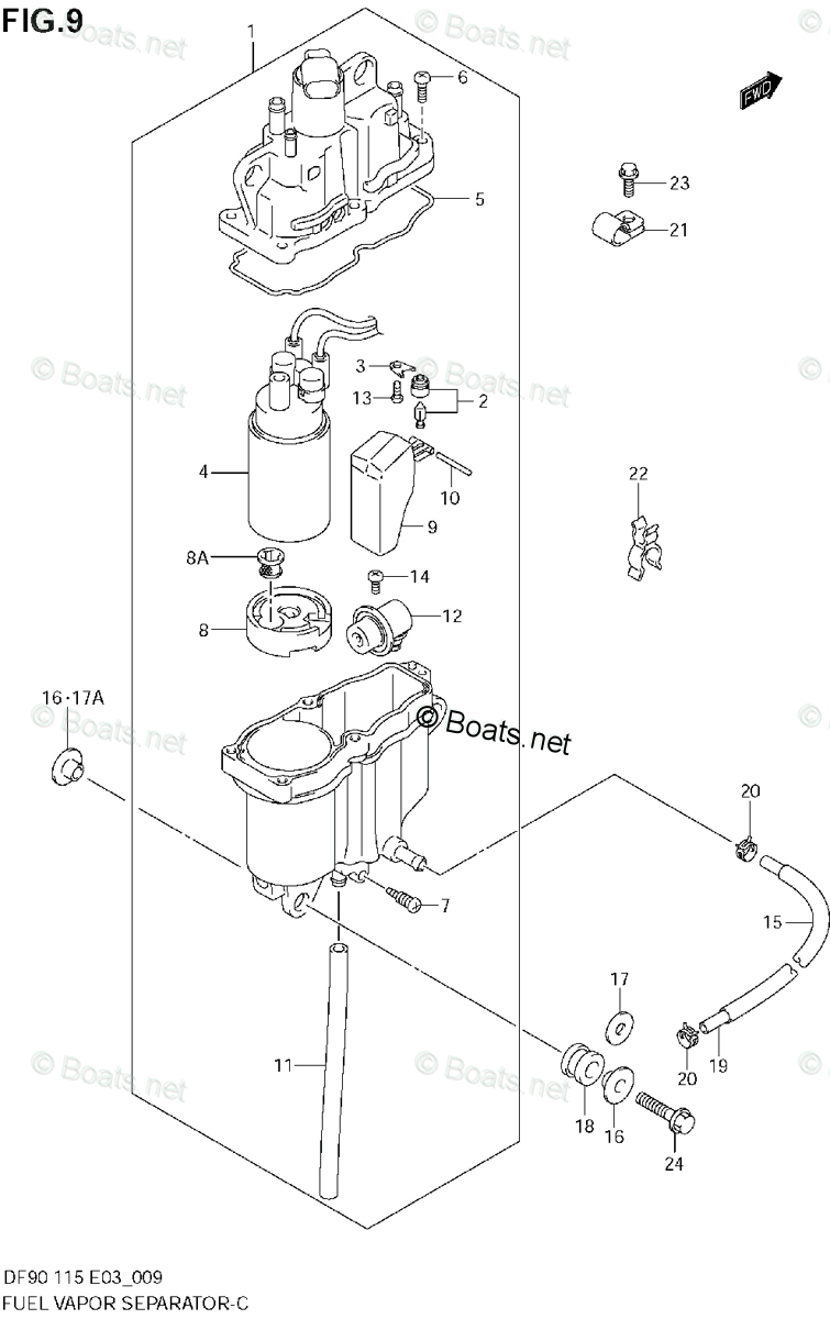 Suzuki Outboard Parts by Model DF 115 OEM Parts Diagram for FUEL VAPOR