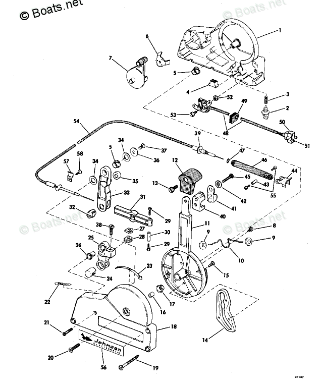 Johnson Outboard Parts by HP 40HP OEM Parts Diagram for Remote Control