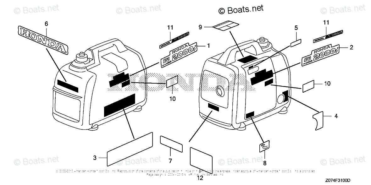 Honda Generator Parts EU2000I A VIN# EAAJ-1000001 TO EAAJ ...