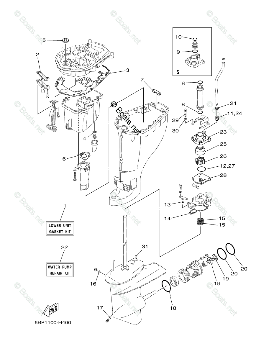 Yamaha Outboard Parts by HP 25HP OEM Parts Diagram for Repair Kit 3