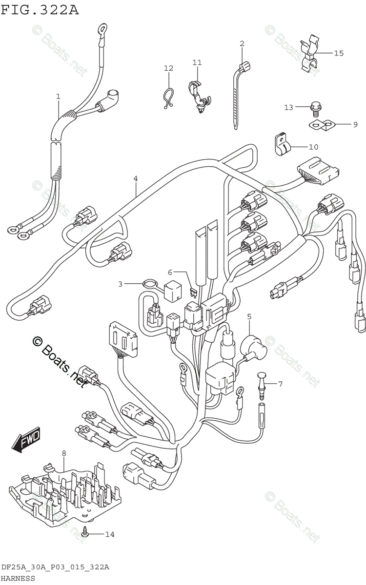 Suzuki Outboard Parts by Model DF 25A OEM Parts Diagram for Harness
