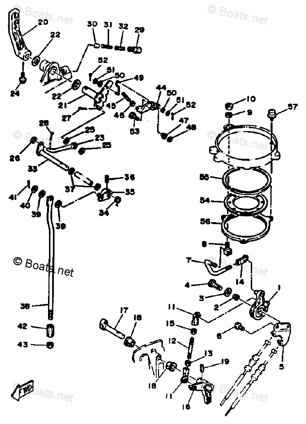 Yamaha Outboard Parts by Year 1993 OEM Parts Diagram for Control Engine