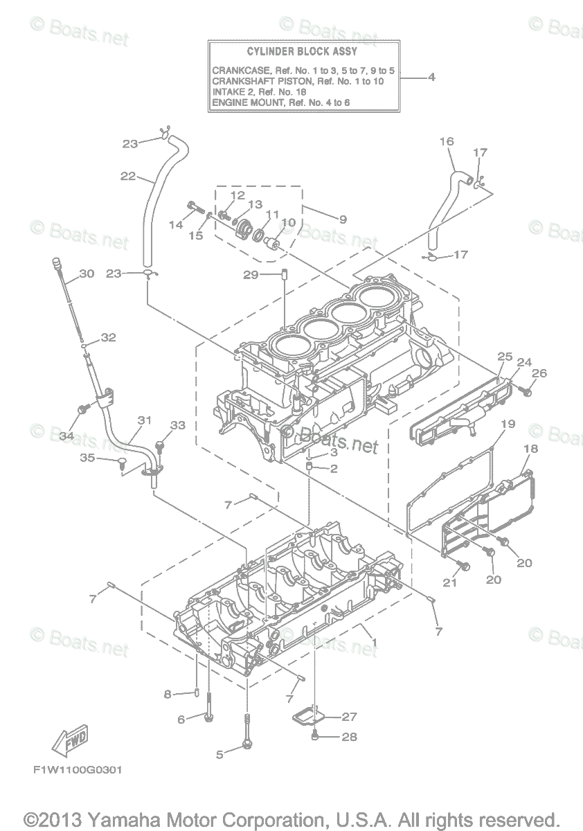 Yamaha Waverunner Parts 2009 Oem Parts Diagram For Crankcase Boats Net - 