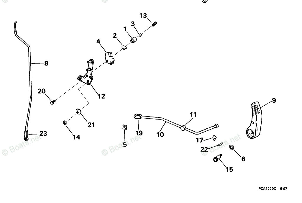 Johnson Outboard 25HP OEM Parts Diagram for SHIFT LINKAGE