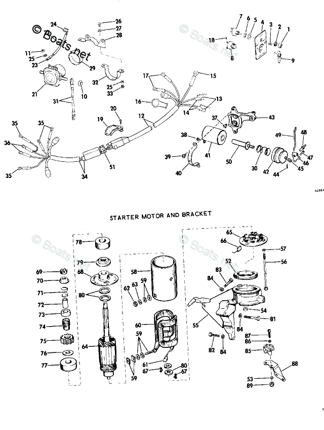 Evinrude Outboard Rigging Parts & Controls by Year 1975 OEM Parts Diagram for ELE STARTING KIT