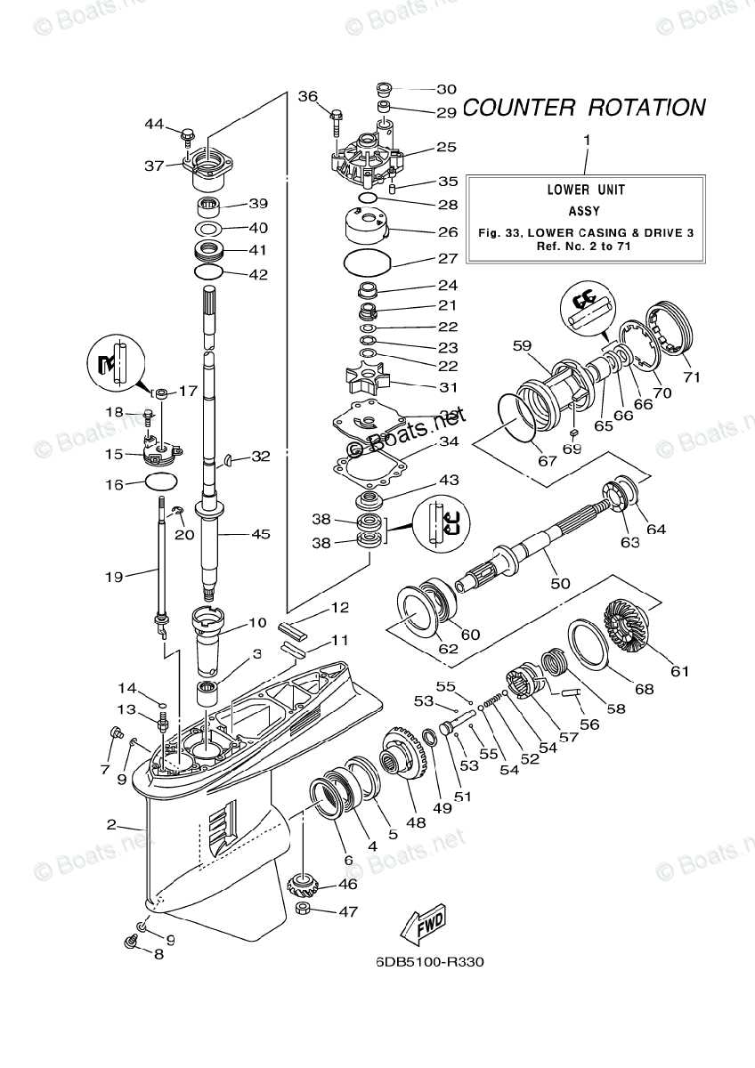 Yamaha Outboard Parts by HP 200HP OEM Parts Diagram for Lower Casing