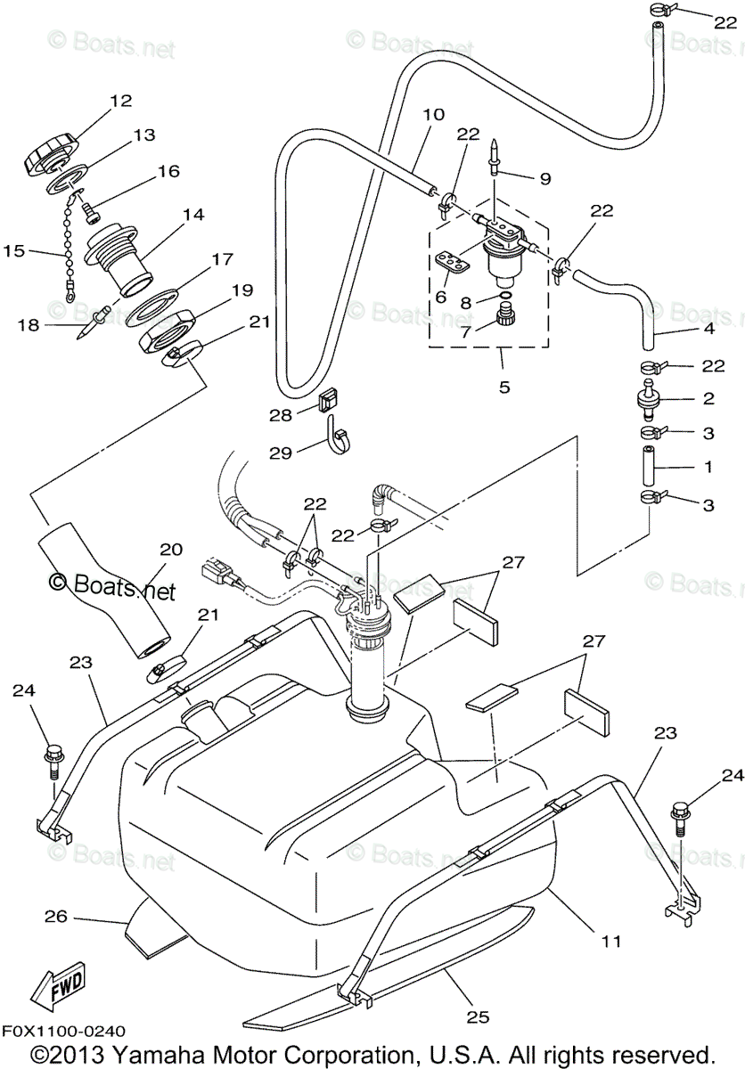 Yamaha Waverunner Parts 2001 OEM Parts Diagram for FUEL TANK | Boats.net