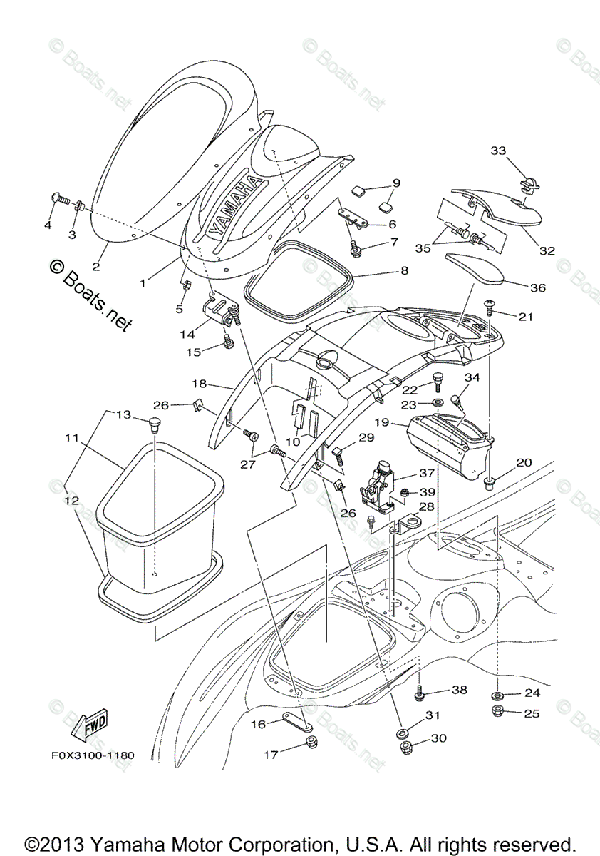 Yamaha Waverunner 2004 OEM Parts Diagram for Engine Hatch 2 | Boats.net