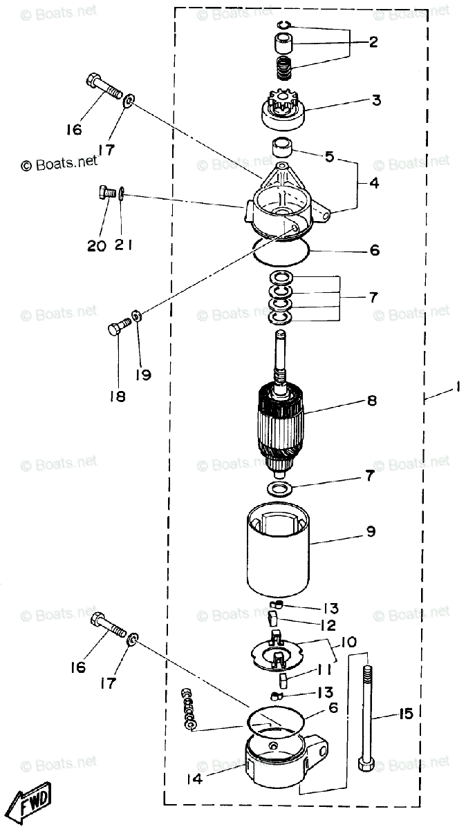 Yamaha Outboard Parts by Year 1999 OEM Parts Diagram for STARTING MOTOR