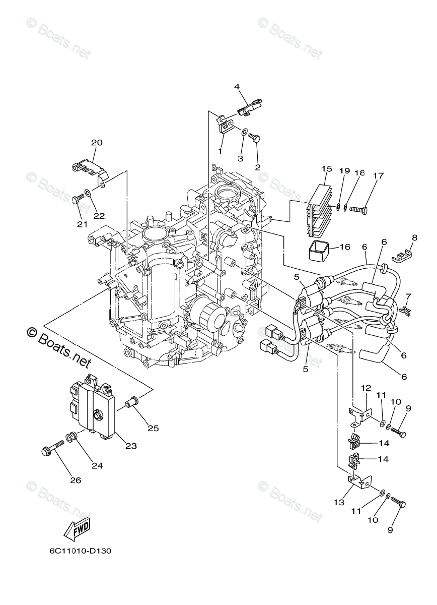 Yamaha Outboard Parts by HP 50HP OEM Parts Diagram for Electrical - 1