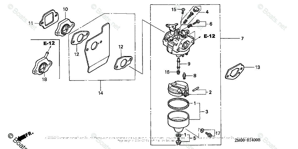 Honda Small Engine Parts GCV160 OEM Parts Diagram for CARBURETOR