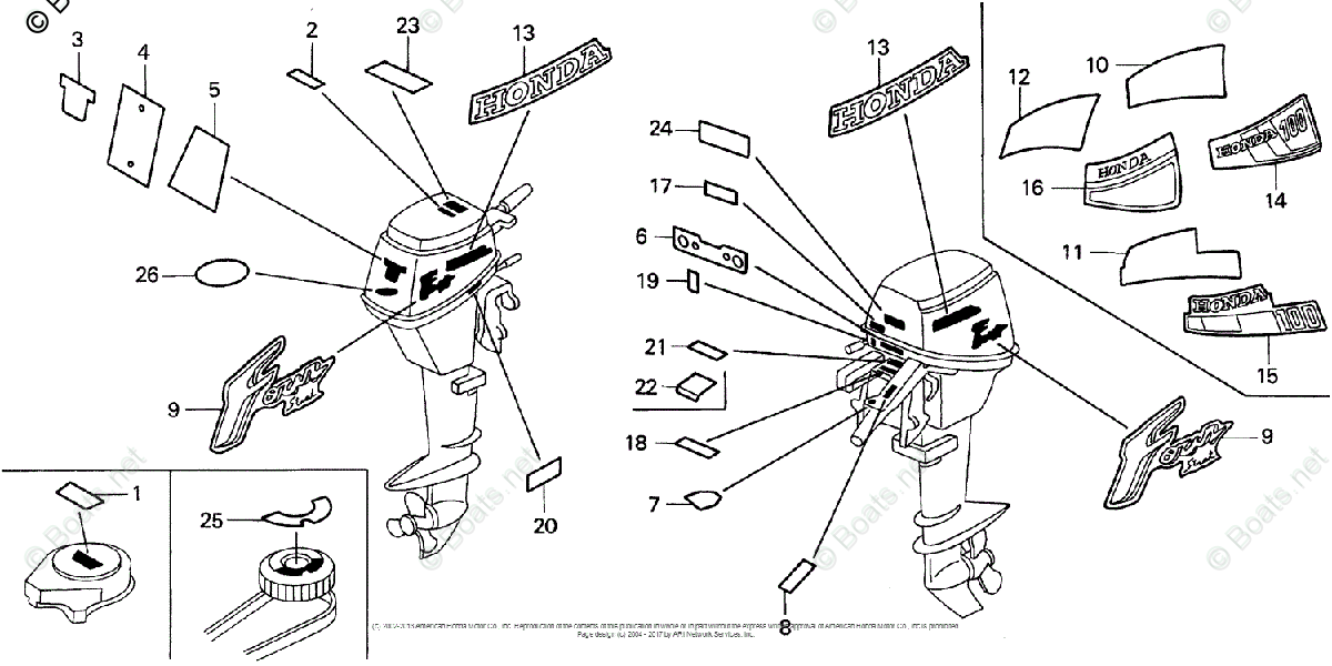 Honda Outboard Parts by HP & Serial Range 10HP OEM Parts Diagram for