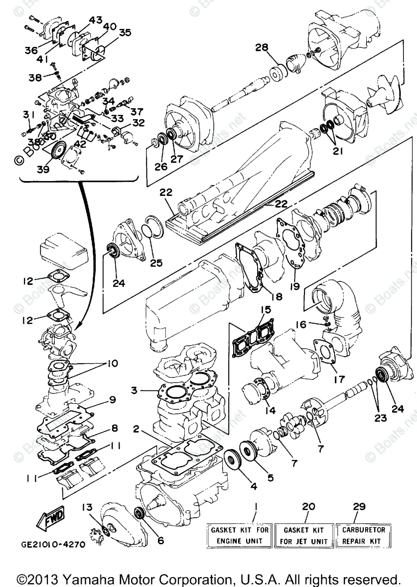 Yamaha Waverunner 1994 OEM Parts Diagram for Gasket Kit | Boats.net