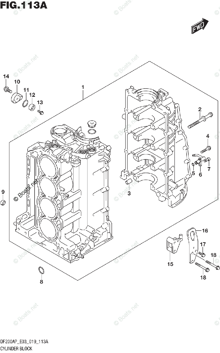 Suzuki Outboard Parts by Year 2019 OEM Parts Diagram for CYLINDER BLOCK
