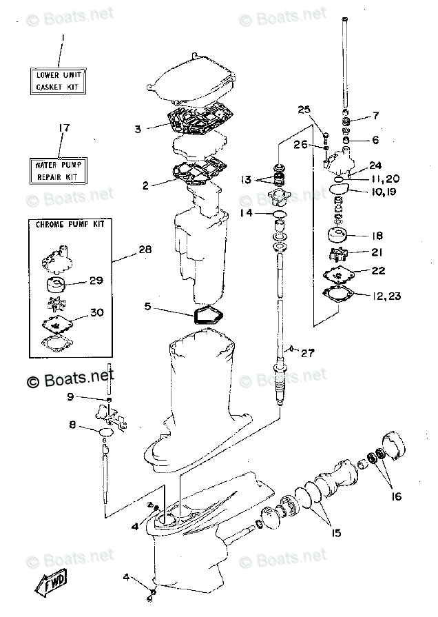 Yamaha Outboard Parts by Year 1995 OEM Parts Diagram for Repair Kit 3