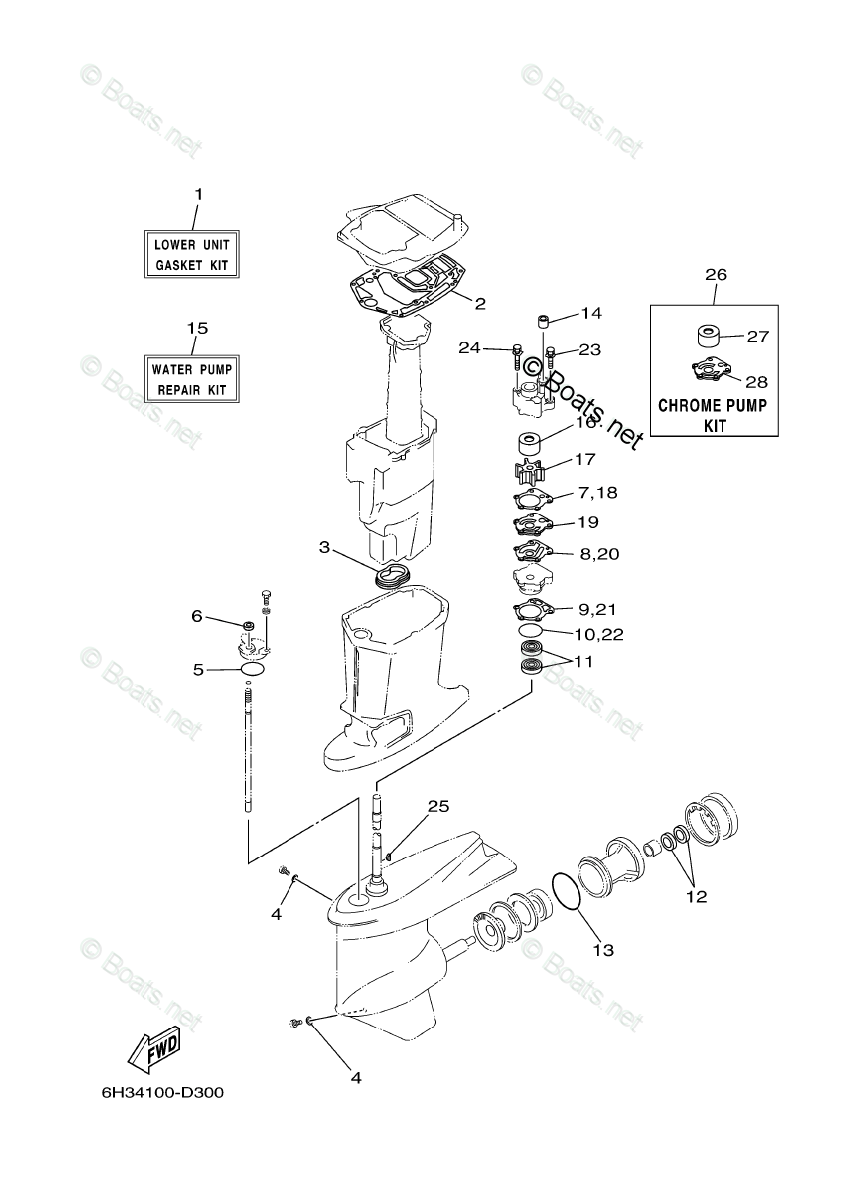 Yamaha Outboard Parts by HP 70HP OEM Parts Diagram for Repair Kit 2