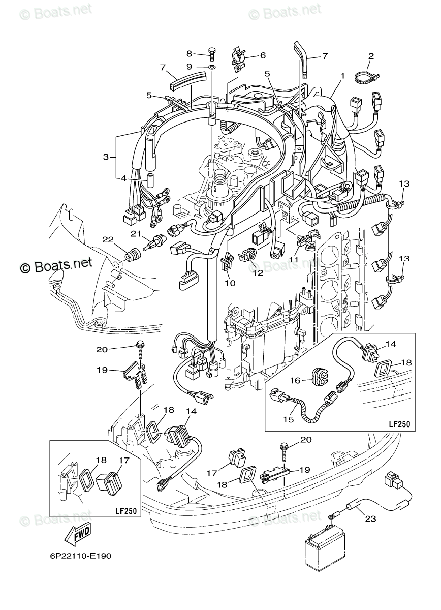 Yamaha Outboard Parts by HP 250HP OEM Parts Diagram for Electrical 3 | Boats.net