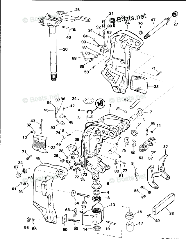 OMC Quiet Rider 150HP OEM Parts Diagram for Midsection | Boats.net