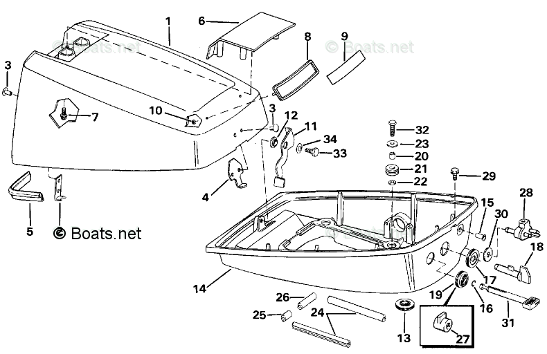 Evinrude Outboard Parts by HP 4HP OEM Parts Diagram for ENGINE COVER