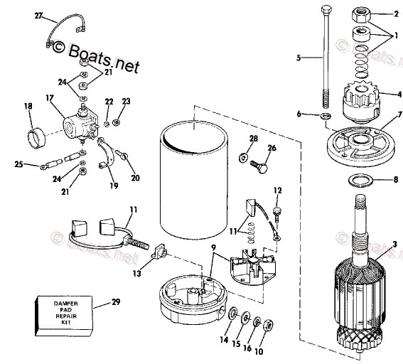 Johnson Outboard 40HP OEM Parts Diagram for ELECTRIC STARTER & SOLENOID