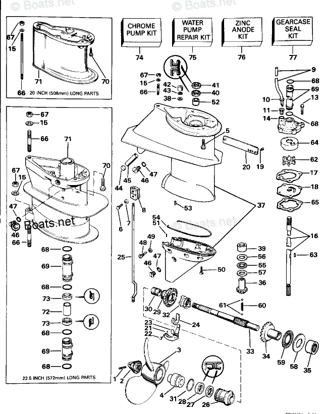Evinrude Outboard Parts By Hp 25hp Oem Parts Diagram For