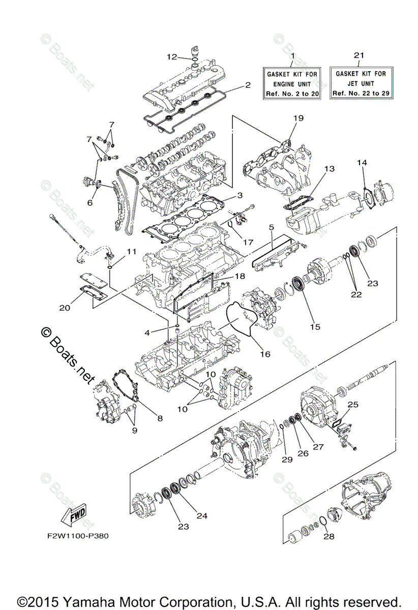 Yamaha Waverunner 2015 OEM Parts Diagram for Repair Kit 1 | Boats.net