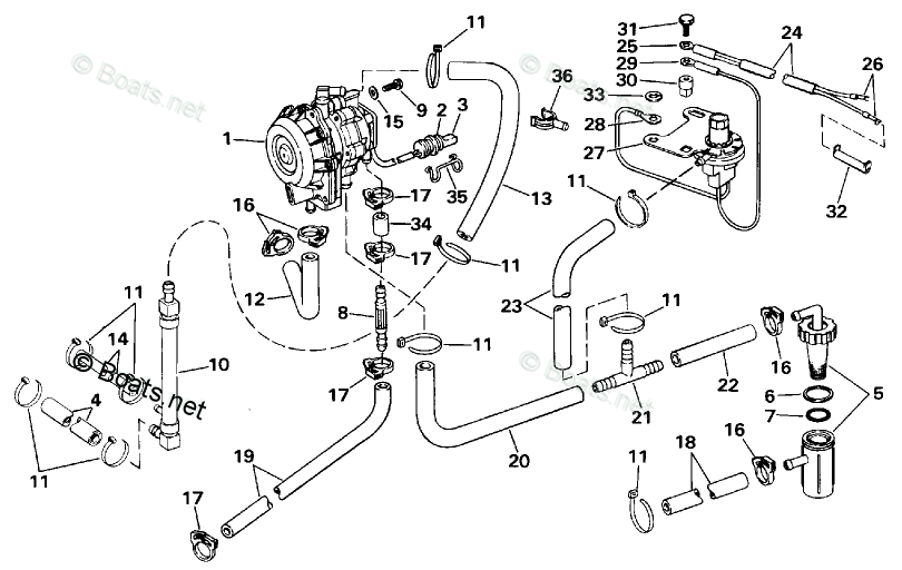 Johnson Outboard Parts by HP 100HP OEM Parts Diagram for VRO Pump