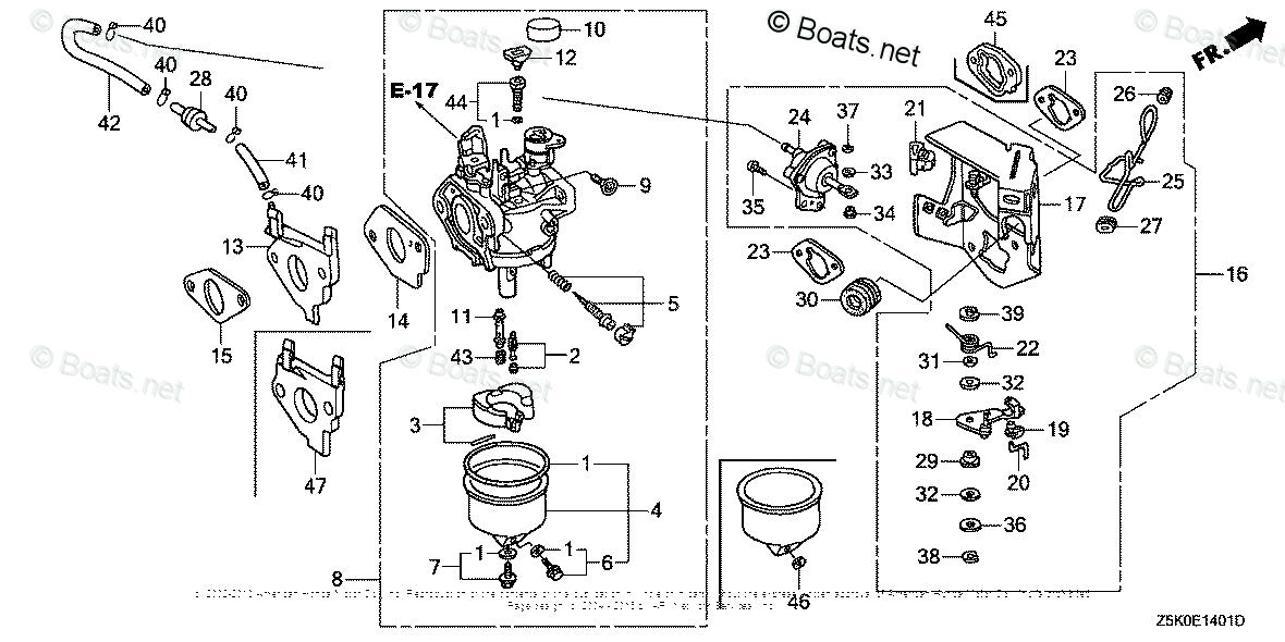 Honda Small Engine Parts GX270 OEM Parts Diagram for Carburetor (2