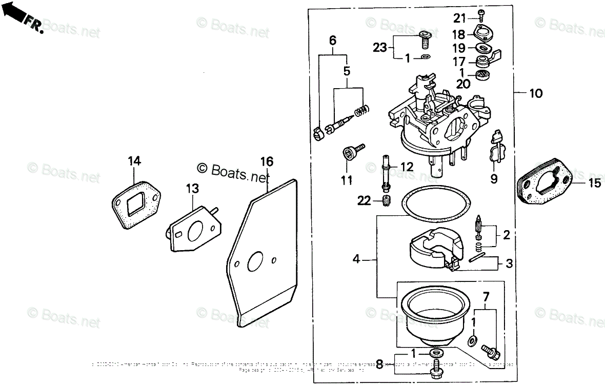 Honda Small Engine Parts GXV160 OEM Parts Diagram for CARBURETOR