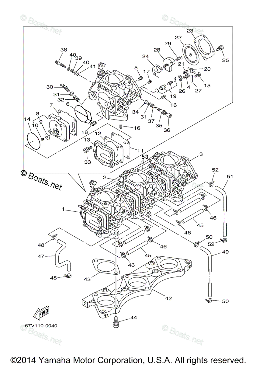 Yamaha Boat Parts 2002 OEM Parts Diagram for CARBURETOR ... boat carburetor diagram 