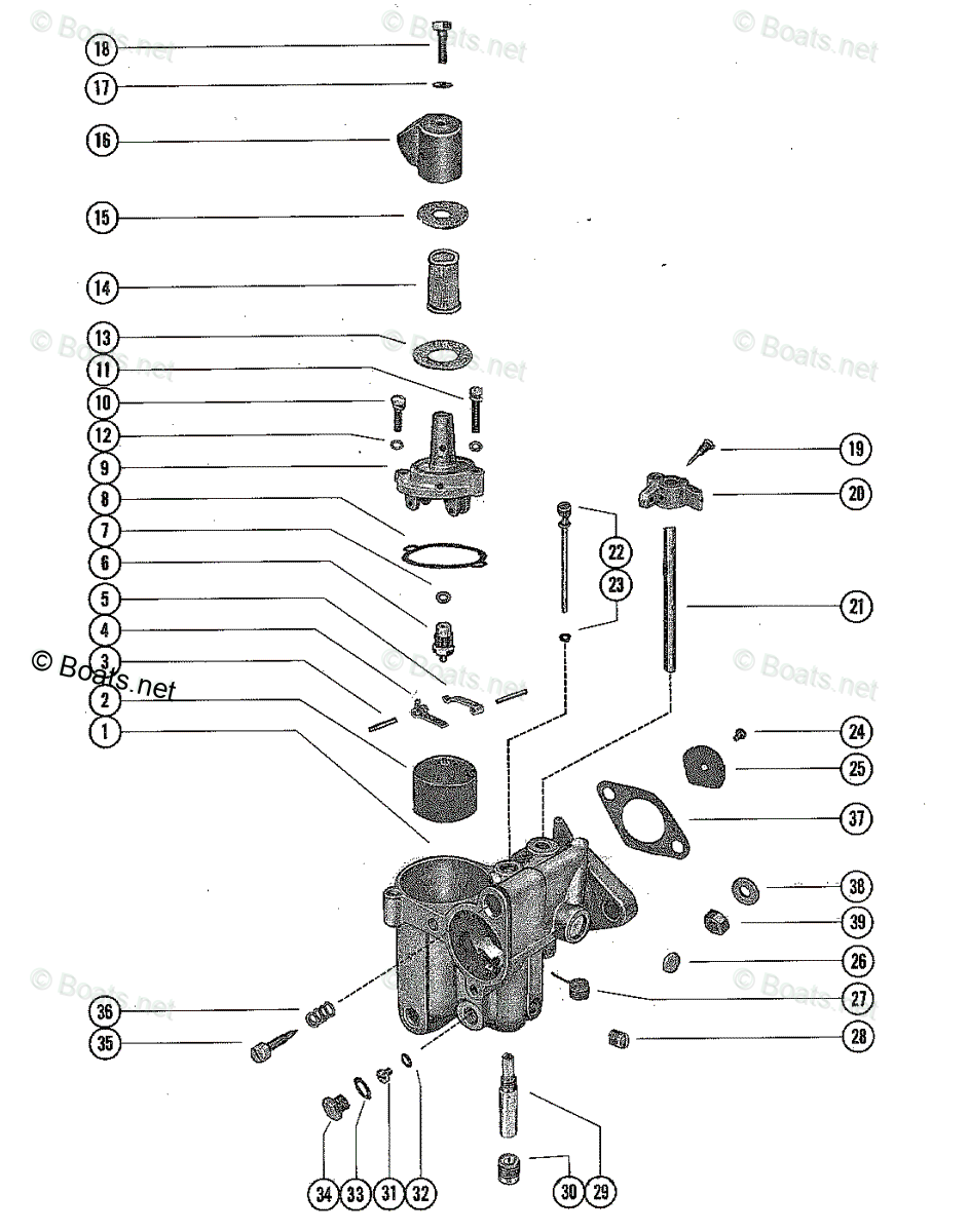 Mercury Outboard 40HP OEM Parts Diagram for Carburetor Assembly | Boats.net