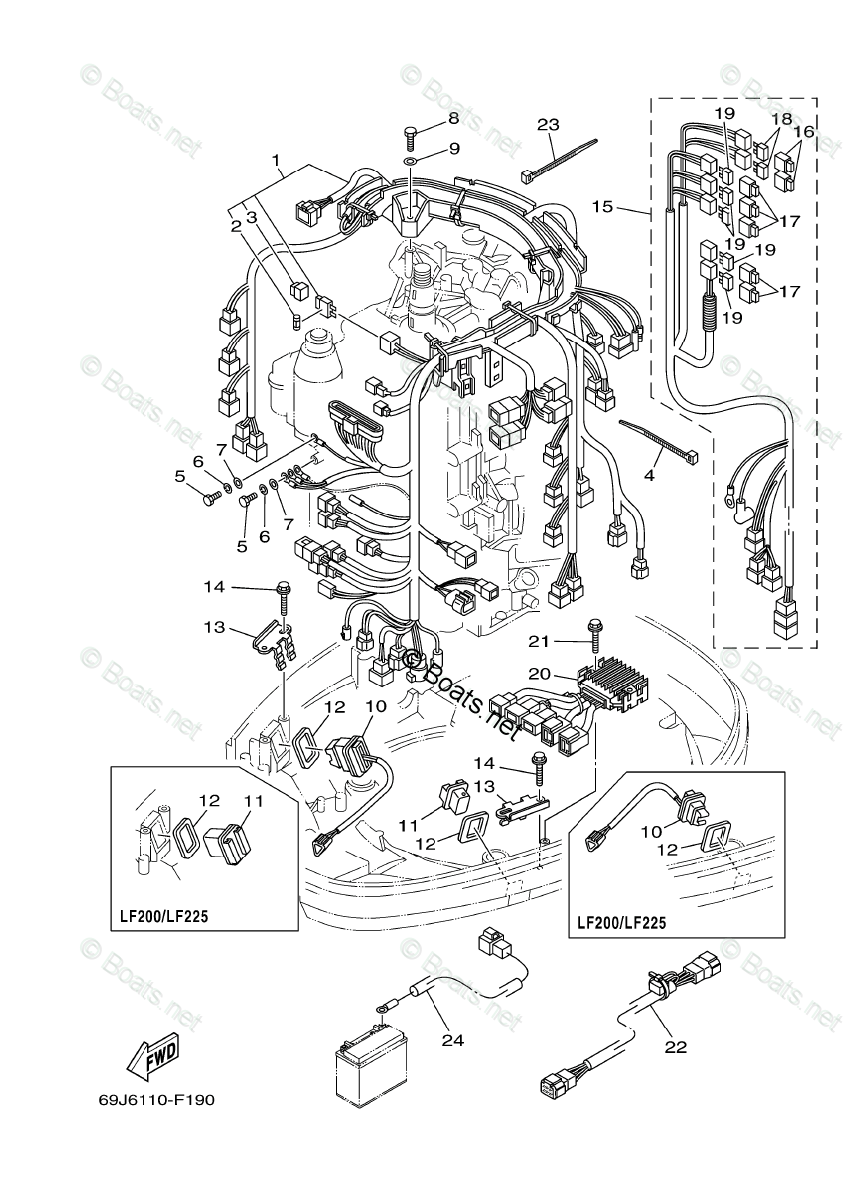 Yamaha Outboard Parts by HP 225HP OEM Parts Diagram for ... yamaha outboard wiring harness diagram 